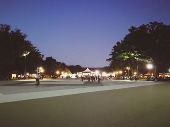 View of illuminated city at night