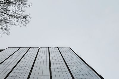 Low angle view of modern building against clear sky