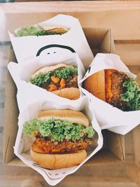 High angle view of food in plate on table