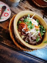 Close-up of meal served on table