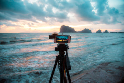 Scenic view of sea against sky during sunset