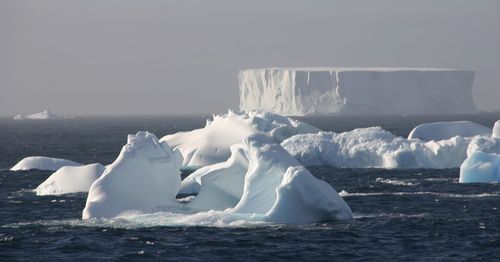 Scenic view of frozen sea against sky