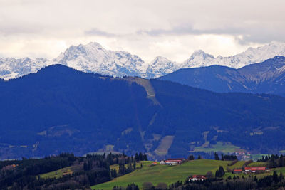 Scenic view of mountains against sky