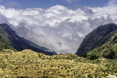 Scenic view of mountains against sky