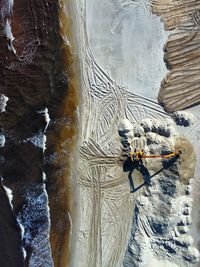 High angle view of snow covered landscape