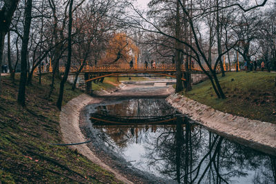 Footbridge over canal in park