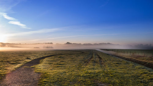 Scenic view of field against sky