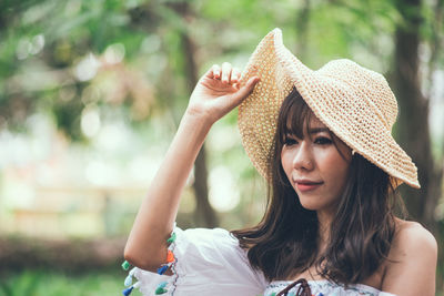 Woman wearing hat