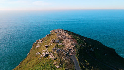 Flying landscape of the atlantic ocean aerial view