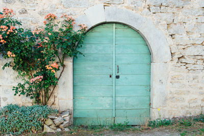 Closed door of building