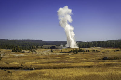 Scenic view of land against clear sky