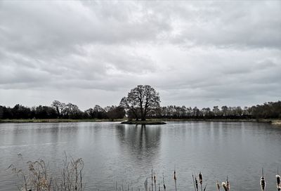 Scenic view of lake against sky