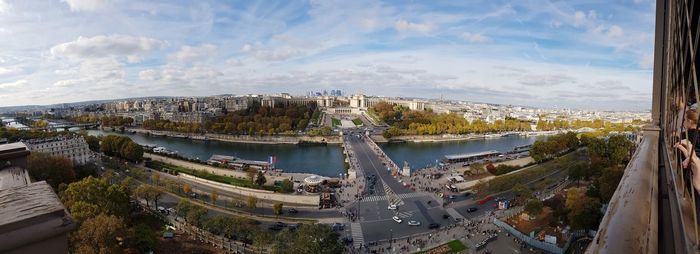 High angle view of bridge over river against sky