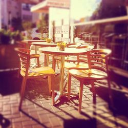 Empty chairs in restaurant