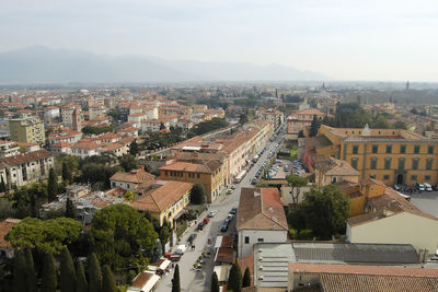 High angle view of townscape against sky