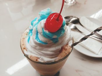 High angle view of ice cream in container