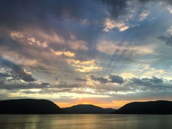 Scenic view of mountains at sunset