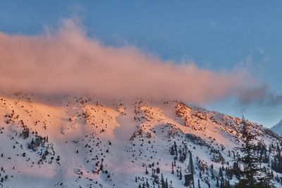 Scenic view of snowcapped mountain against sky