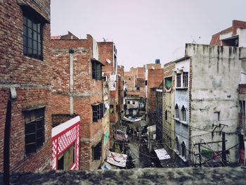 View of buildings against clear sky