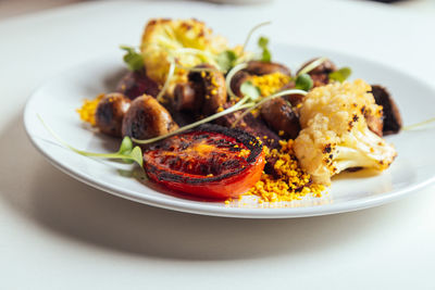 Close-up of meal served in plate