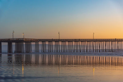 Scenic view of sea against clear sky during sunset