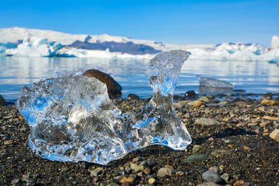 Close-up of ice on rock