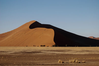 Scenic view of desert against clear sky