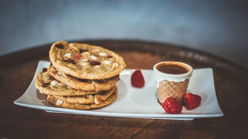 Close-up of dessert in plate 