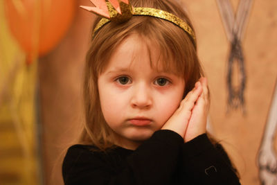 Close-up of portrait cute girl