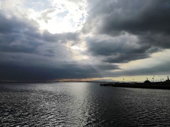 Scenic view of sea against dramatic sky