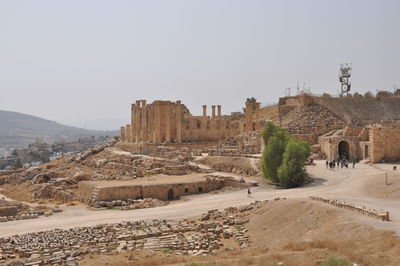 View of old ruins against clear sky