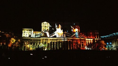 Illuminated buildings at night