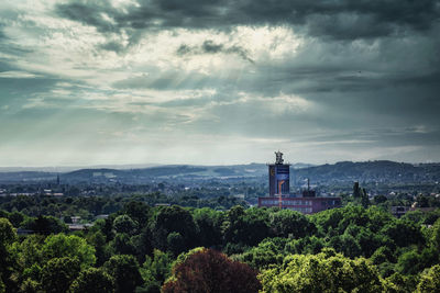 Panoramic view of trees and buildings against sky. siegburg 