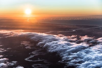 Aerial view of cloudscape during sunset