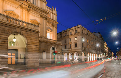 Light trail in city at night