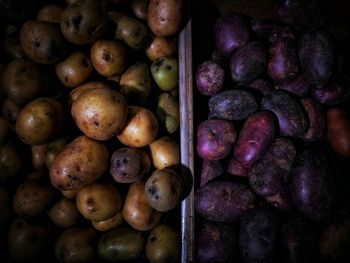 Full frame shot of potatoes at market stall
