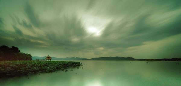 Scenic view of lake against sky