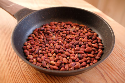 High angle view of food in bowl on table