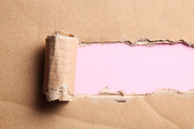 Close-up of torn cardboard