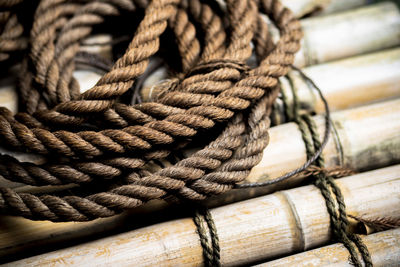 Close-up of rope and bamboo