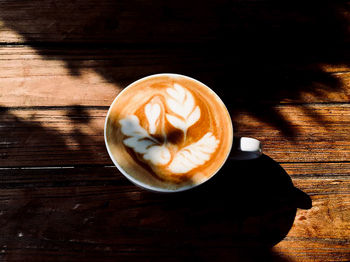 Directly above shot of cappuccino on table