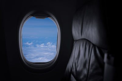 Sky seen through airplane window