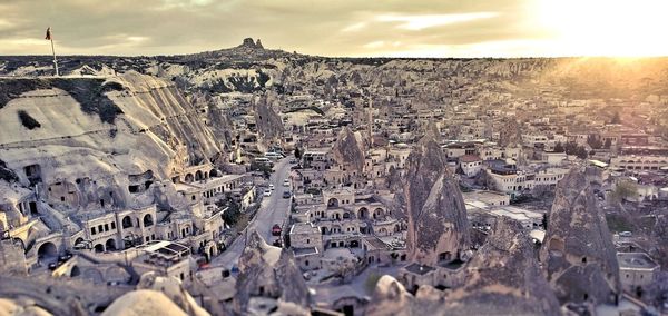 Aerial view of cityscape against sky