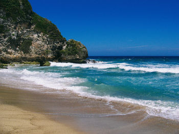 Scenic view of sea against clear sky