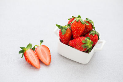 Close-up of strawberries on table