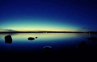 Scenic view of calm sea at sunset