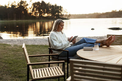 Woman reading book