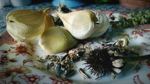 High angle view of fruits on table