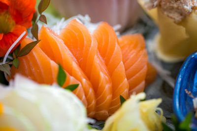 Close-up of orange fish for sale in market