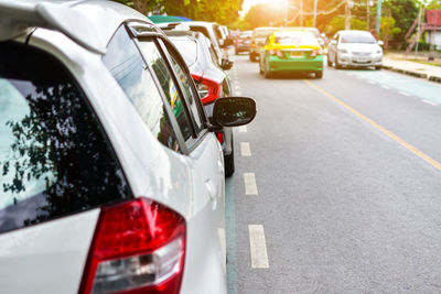 Close-up of traffic on road